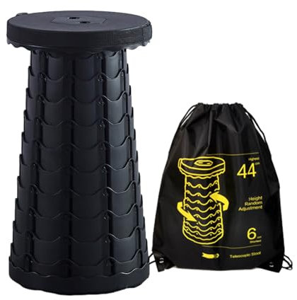 Tragbarer Klein Klapphocker Camping Hocker Belastung 100 Kg Mit Tasche für Unterwegs Musikfestival Sitzen Oder Auch Als Tisch (Schwarz)