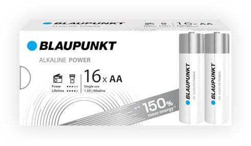 BLAUPUNKT AA Alkalibatterien Packung mit 16, am besten für Wanduhren und TV-Fernbedienungen, LR6BPO/16CB