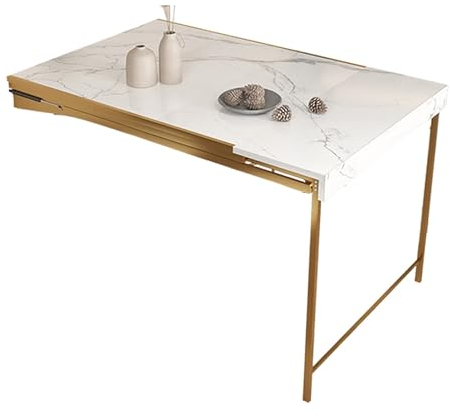Wandtisch Klappbar, Wandklapptisch Mit Regal ,Holz Kleiner Schreibtisch, Platzsparend Schwimmender Klappschreibtisch, Küchentisch, Klapptisch, Bartisch, Computertisch Bürotisch ( Color : Gold , Size :