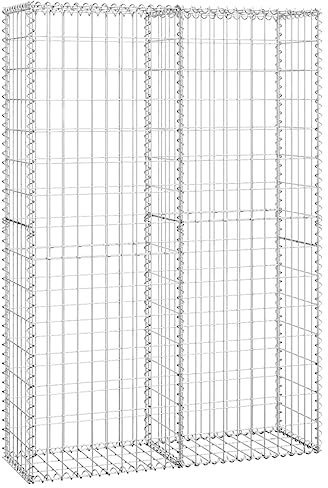 Baziroo Panier à pierres en acier galvanisé - 150 x 100 x 30 cm - Argenté - Grille gabion - Mur de gabion - Brise-vue - Gabion - Pour mur de jardin