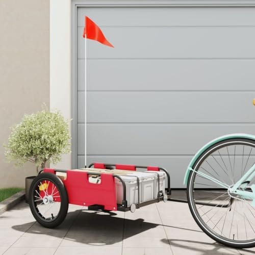 AUVYI Fahrradanhänger Fahrrad-Lastenanhänger Modern Möbelbau Vielseitige Anhänger für den Transport Schwerer Güter Praktisches Design Robuste und Langlebige Rot 126x63x36 cm