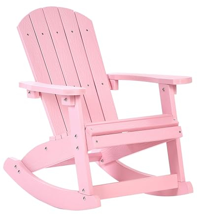 Beliani Muskoka Kinder Garten-Schaukelstuhl Rosa mit Breiten Armlehnen modern Adirondack