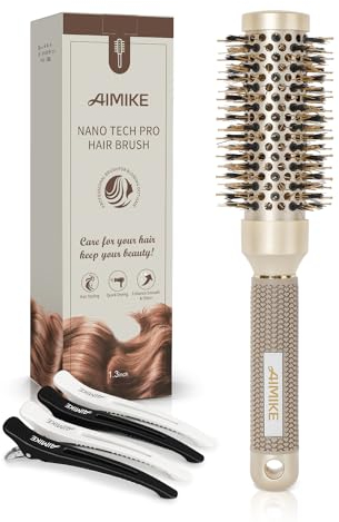AIMIKE Spazzola Rotonda per Capelli, Spazzola Tonda per Capelli con setole di cinghiale per donne e uomini, lo styling,l'arricciatura e la lucentezza,Canna da 32 mm