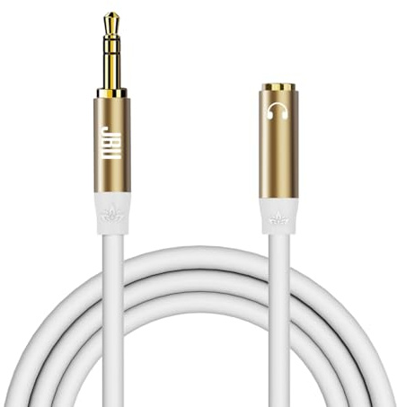 Stereo ljudkabel AUX förlängningskabel, hörlurar förlängningskabel kontakt till uttag 3,5 mm 0,6 m vit, silikonmaterial, uttag ljudförlängningskabel för hörlurar, headset, bilradio, surfplattor