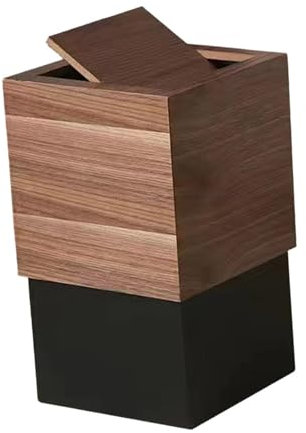JISADER Papelera de Madera con Tapa Abatible para Organización del Hogar Y La Oficina, Marron Oscuro, Individual