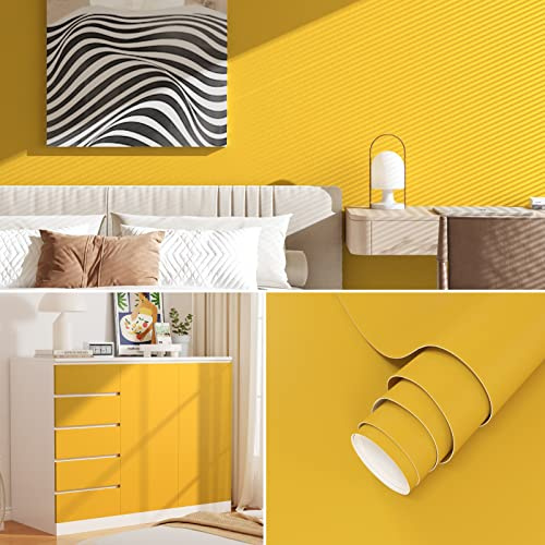 VIOPVERY Papier peint autocollant en vinyle épais pour plan de travail de cuisine - 60 x 1000 cm - Jaune uni
