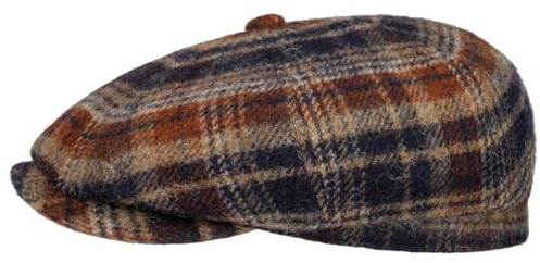 Stetson Hatteras Flatcap Kariert 100% Schurwolle Herren Herbst Winter dunkelblau S (54-55 cm)