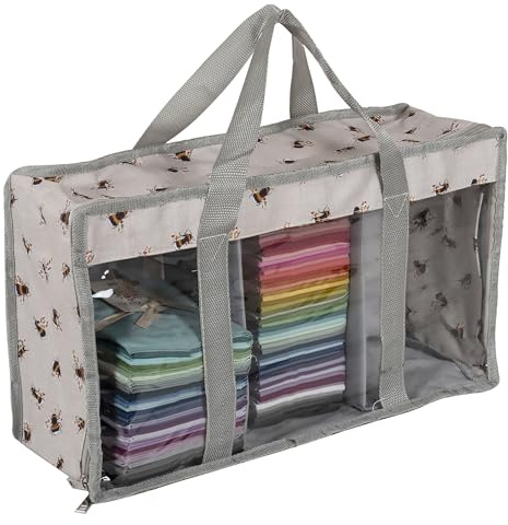 Hobby Gift Fat Quarter Bag – Färdigskuren tygförvaring för quiltning, berlockspackningar, sömnad, sömnad, lapptäcke, underbäddsorganisator - 46 x 15 x 26 cm - Bin