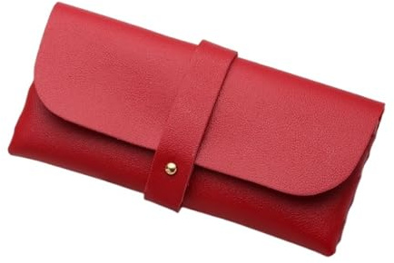 YGLONG Brillenetui Brillenetui Damen Leder Weiche Brillentasche Mode Tragbare Sonnenbrillenbox Tasche Zubehör Brillenetui Sonnenbrillenbox(Red)