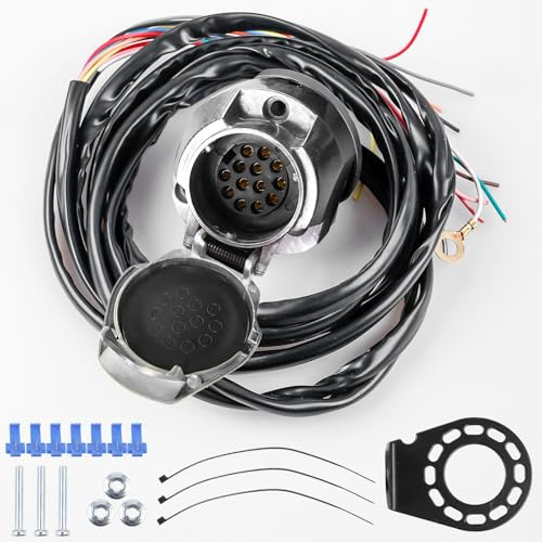 GBKDQQ Enchufe de remolque de 13 pines con cable de 2 m, resistente al agua, enchufe de remolque de 13 polos, mazo de cables para vehículos comerciales/remolques/autocaravanas/coches/barcos