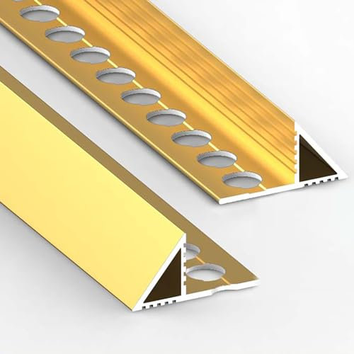 Raouoae Fliesenprofil Aus Eloxiertem Aluminium 125 cm* 2 Stück Robuste Fliesenleisten Für Glatte Übergänge Zwischen Boden Und Wänden Langlebige Kantenprofile Für Fliesen(Gold,Width:12.5mm)