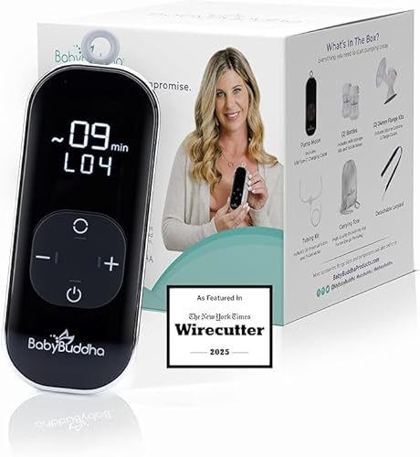 BabyBuddha Tiralatte 2.0, tiralatte elettrico indossabile con modalità di stimolazione morbida, portatile, estrattore di latte a mani libere, grado ospedaliero, 3 modalità, 21 livelli di aspirazione