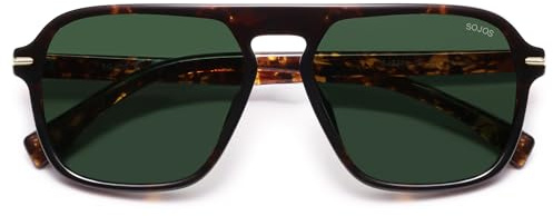 SOJOS Retro Quadratisch Polarisierte Sonnenbrille Damen Herren Vintage Klassisch Rechteckig Sonnerbrillen mit UV400 Schutz SJ2370