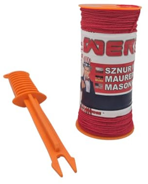 WERHE Filo per muratori su bobina Ø1,8 mm lunghezza 150 m con manico - filo rosso per pavimentazione - filo da costruzione in polipropilene intrecciato - agli strappi e alle sollecitazioni