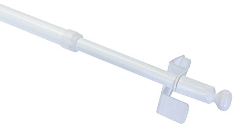 GARDINIA Tringle de vitrage, Fixation par pression, Barre extensible, Pose sans vis et sans perçage, Press&Go Filigrano, Boule, Diamètre: 8/10 mm, Longueur: 30-50 cm, Métal, Blanc (Lot de 6)