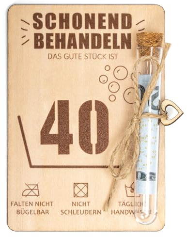 Kunoli Geschenk zum 40 Geburtstag Frau Mann, Geldgeschenke Geburtstag 40 | Handmade Holz Geschenkset mit Umschlägen Gutschein