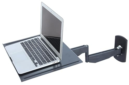 2025 Upgrade - Soporte de pared para computadora portátil con brazo telescópico, 400 x 300 mm, gran placa de enfriamiento, inclinable 90° y rotación de 180°