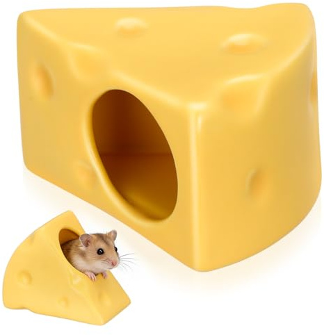 TOYANDONA Käseförmiges Keramik Hamster Versteck, kühlendes Sommer Hamsterhaus, knabberfest & leicht zu reinigen, für Zwerghamster, Dsungarische Hamster, Mäuse & Kleintiere, Gelb