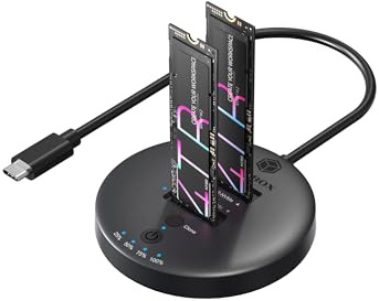ICY BOX Docking- & Clonestation 2X M.2 NVMe SSD 10Gbit/s IB-1612MCL-C31 | Für 2x M.2 NVMe SSDs gleichzeitig nutzbarUSB 3.2 Gen 2 Type-C mit 10 Gbit/sInklusive Netzteil 5V/3A im Lieferumfang