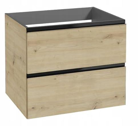 DomoDomo - Waschbeckenunterschrank hängend 60 cm breit in Holzoptik Eiche Artisan mit 2 Schubladen & Soft-Close – Moderner Waschtischunterschrank Badezimmer Unterschrank unter Waschbecken