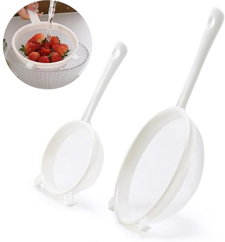 2-Pack Plastic Kefir Strainer Set – 3.9 & 6.3 Fine Mesh Non-Metal Sieves for Kefir Grains, Milk Kefir, Water Kefir, Kombucha & Kitchen Use – BPA-Free, Durable & Easy to Clean