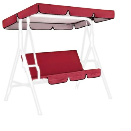 Eawfgtuw For 190T Waterproof Garden Swing Canopy Set for 3-Seater with Seat Cover, UV Resistant Polyester Taffeta, 190 x 132 x 15 cm & 150 x 50 x 10 cm, For Easy(Red)
