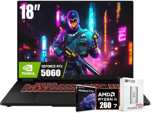 ASUS TUF A18 Gaming Laptop - AMD Ryzen 7 260 Beat i9-13905H - NVIDIA RTX 5060-32GB RAM -1TB SSD -18 WUXGA Display - RGB Backlit Keyboard -Win 11 Pro -FHD Camera, W/RSE Accessories Bundle