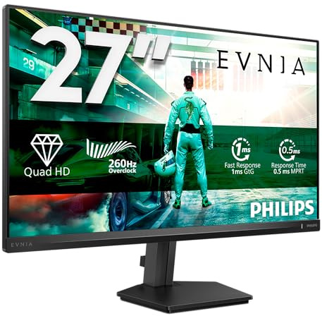 Philips Gaming Monitor 27M2N3500PF 27 pollici, , 2560x1440, WQHD, 260Hz, Fast IPS Panel, 0.5ms MPRT, , (HDMI1x 2.0 DP 1x 1.4) Adaptive Sync, HDR10, G-Sync Compatible, Grigio Scuro