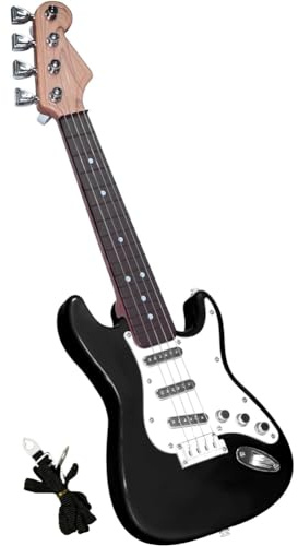 Masslla 17-Gitarrenspielzeug für Kinder, 4-Saitige E-Gitarre, Musikinstrumente für Kinder, Tragbares Elektronisches Instrumentspielzeug, Einfache Installation, Einfach zu Bedienen, A