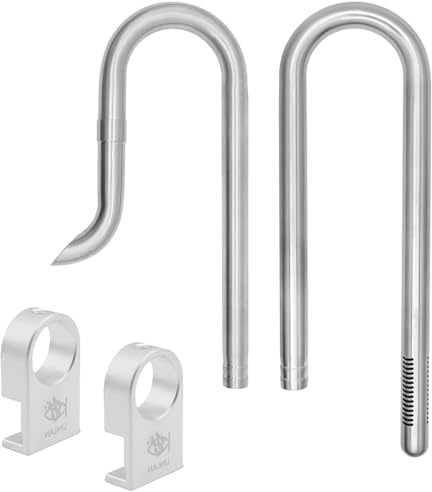 LINLAN 304 Stainless Steel Lily Pipe Inflow and Outflow with Mini Aluminum Alloy Pipe Holder, 360° Rotatable Outflow, Fits 16/22mm(5/8 i.d.) Filter Hose, for Rimless Aquariums (16mm)