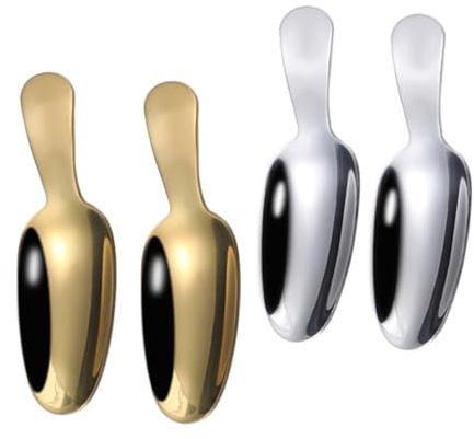 HOMSFOU Set 4 Cucchiaini da Tè e Palette per Dessert in Acciaio Inox 304, Manico Corto, Uso Domestico e Bar, Cucchiai per Gelato e Cibo, Design Ergonomico Colore Casuale
