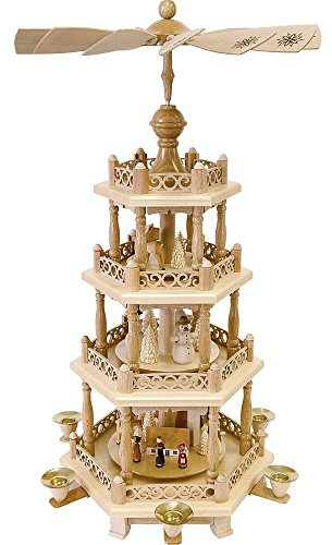 Richard Glässer 4 Niveles Pirámide de Navidad alemán Barroco Valla - 22 Pulgadas - 57 cm - Auténtico alemán Erzgebirge pirámides de Navidad