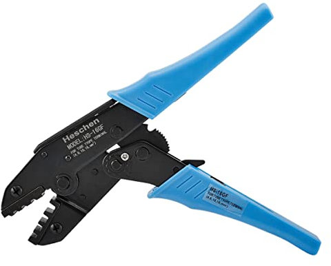 Heschen Alicates de crimpadora de trinquete, HS-16GF, terminales aislados y herramientas de crimpado de conectores de tubo, uso para 4-16mm² (11-5 AWG), azul