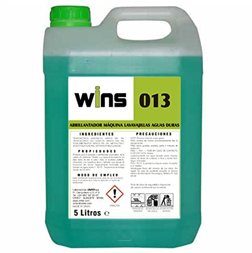 Wins 013 Abrillantador para Máquinas Lavavajillas. Envase 5 L. Producto para el aclarado y abrillantado automático de la vajilla y la cristalería. No deja restos.