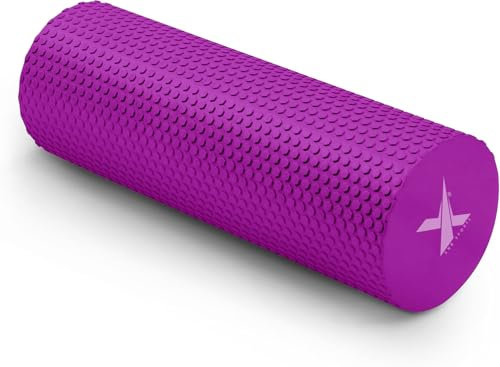Xn8 Fitness Foam Roller Massager, 45cm Long Muscle Roller for Deep Tissue Massage, Massager for Neck & Back Pain, Trigger Point Therapy in Exercise, Pilates, Core Workout, Home Gym -Purple, 15cm Dia
