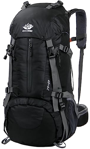 Esup 50L Camping Hiking Backpack Men with rain cover 45l+5l Lightweight Backpacking Backpack Travel Backpack (Black)
