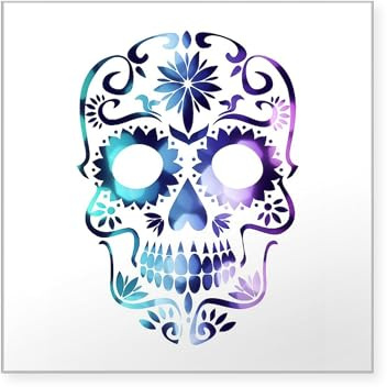 CafePress Blue & Purple Sugar Skull Sticker Square Bumper Sticker Car Decal