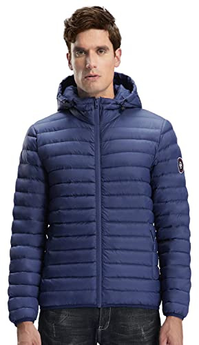 Extreme Pop Doudoune à Capuche pour homme léger en duvet d'oie (M, Marin)