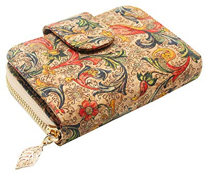 Boshiho - Cartera de corcho vegana: cartera de bolsillo con cremallera para mujeres, con tarjetero, monedero ecológico, regalo vegano para vegetarianas, mujeres, señoras, niñas, Color C, 11.5*2.5*10CM