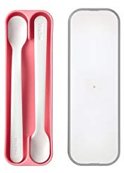Mepal – Juego de 2 cucharas para bebé – Deep pink – Cuchara para bebé – Cuchara larga para comida – Cuchara hervial – Apto para lavavajillas