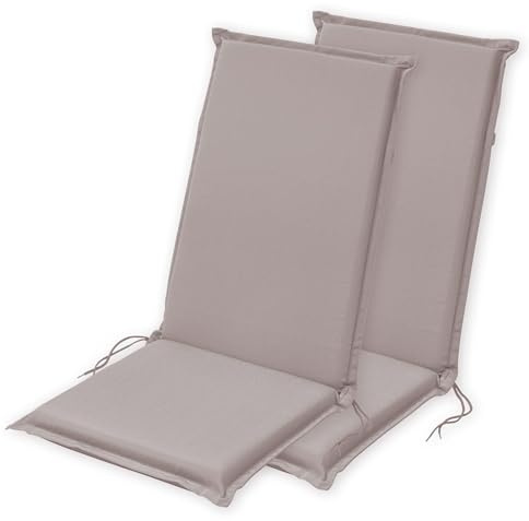 Traumnacht Komfort 2er Set Hochlehnerauflagen Outdoor taupe, Bezug abnehmbar, mit Eckbändern und Einstellband, 120 x 50 x 6 cm, Öko-Tex zertifiziert, produziert nach deutschem Qualitätsstandard