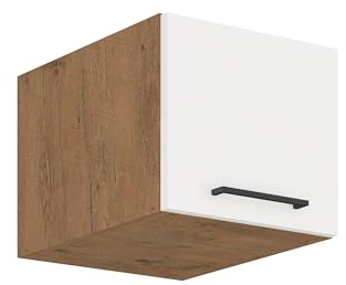 Vigo Aufsatzschrank Hochschrank 40 cm Eiche Lancelot Weiß Hochglanz Küchenzeile