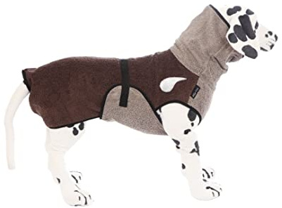 drop-tex Hundebademantel -Dunkelbraun - Hellbraun - Rückenlänge 25cm - 90cm auswählbar - 100% Handmade - 100% Baumwolle (Walkfrottier)