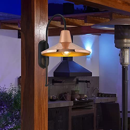 lux.pro Wandleuchte Kirkcaldy Wandlampe 40 x 30 x 51 cm Wandspot 1-flammig E27 Wandbeleuchtung Schwarz/Messingfarben/Kupferfarben