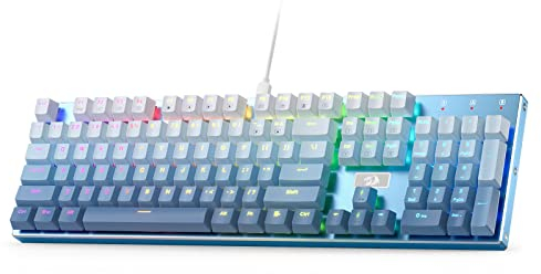 Redragon K556 SE RGB-hintergrundbeleuchtete kabelgebundene mechanische Gaming-Tastatur, 104-Tasten-Sockel, 3,5 mm schallabsorbierende Schaumstoffe, Hot-Swap leiser roter Schalter, Farbverlauf Blau