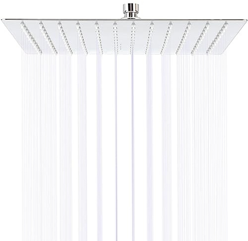 LONENESSL 12 Zoll Regenduschkopf Quadratischer Fester Duschkopf, Großer Regenduschkopf Edelstahl Ultra Dünn Regenduschkopf, Badezimmer Top Spray Quadratischer Wasserfall Duschkopf
