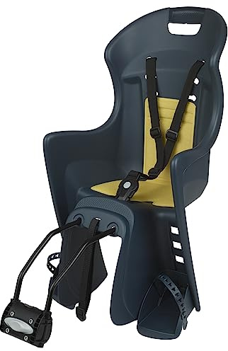 DIEFFE 8630400090 - Silla Trasera Bikey Cool FM para Bicicleta con Ruedas de 26'' a 29'' Apta para niños con un Peso de 9 a 22 Kg con Anclaje en el Cuadro en Color Azul Denin/Amarillo