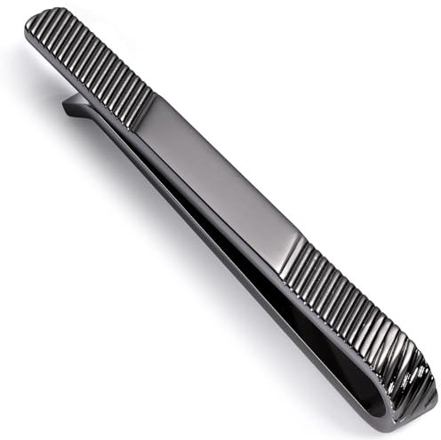 Tie Clip for Men Gun Black, 2.5 Inch Tie Bar and Tie Pin Clip for Regular Ties Traditional Ties, Unique Mens Tie Clip Tie Clasp Black Suitable for Wedding Anniversary Business
