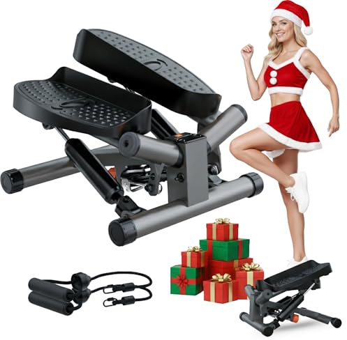 Niceday Twist Steppers for Exercise Workout, Mini Stepper with Resistance Bands, Stepper Machine for Home, Step Machine Exerciser with LCD Monitor, Space Saving, Non-Slip Pedal, Full Body Training