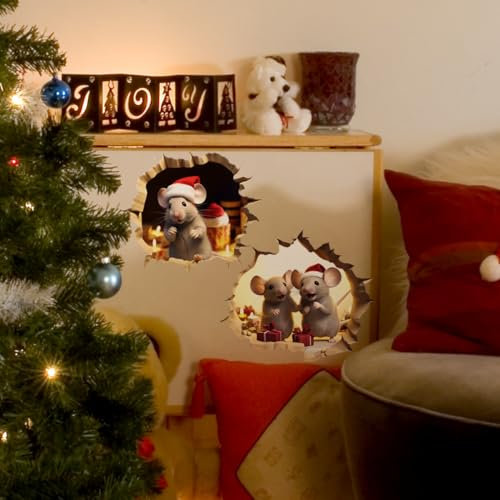 Wandtattooweihnachtsmaus Wohnzimmer Schlafzimmer Küche，Kinderzimmer Wanddeko，Deko Wandsticker Wandaufkleber Wall Stickers Decoration Self-Adhesive
